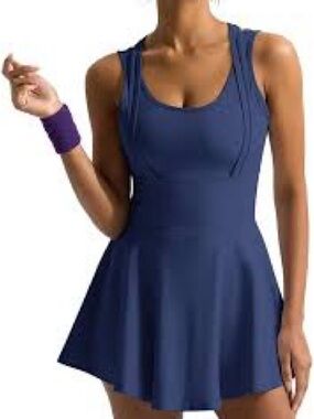 Navy Athletic Dress XXL Tennis Pickleball Workout Seamless Racerback